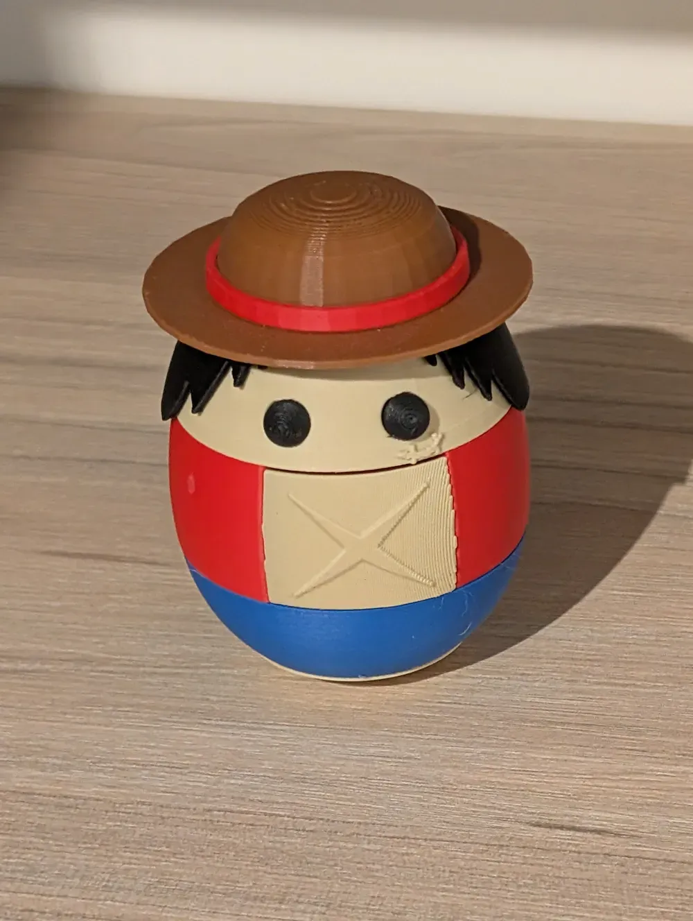 Another view of the egg-shaped Luffy figure